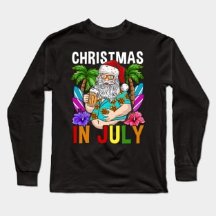 Christmas In July Hawaiian products For Family Summer Vacation print Long Sleeve T-Shirt